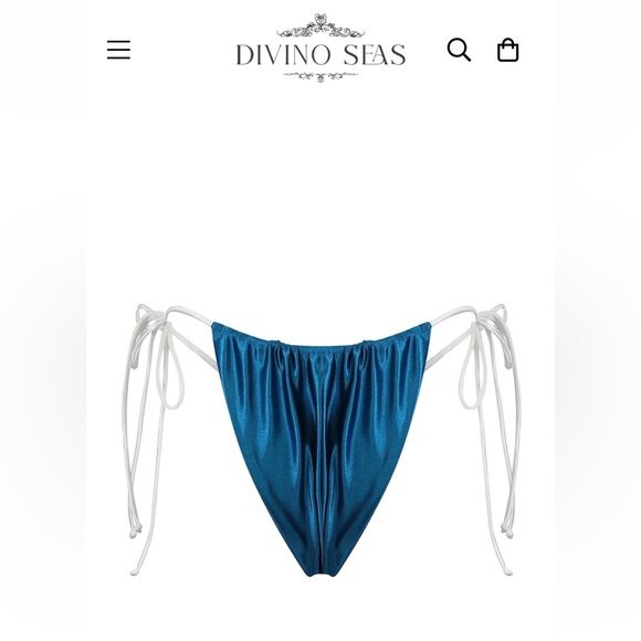 Divino Seas Ailin Dark Peacock Blue Bright White Top & Bottom Bikini Set Size XS - Picture 9 of 14